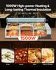 Commercial Food Warmer, 1500W Electric Stainless Steel Steam Food Warmer with Glass Cover, 6 x 1/2 Size Pans Buffet Bain Marie with Soup & Perforated