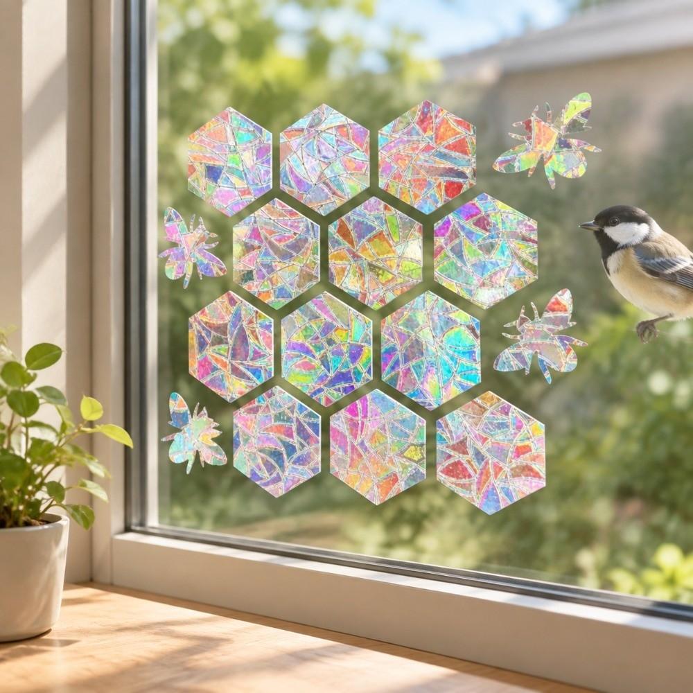 Self-Adhesive Rainbow Suncatchers 16-Piece Set Anti-Collision Stickers Home Decoration