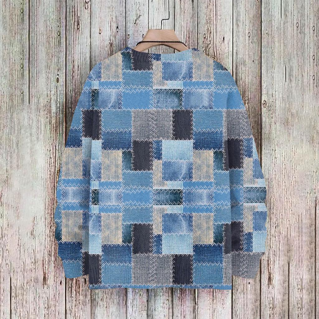 Мужской принтованный синтетический свитер с круглым вырезом, спортивная одежда, свободный топ с длинными рукавами