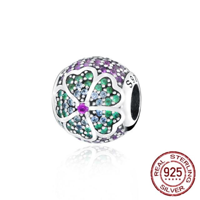 925 Sterling Silver Green Series Flower Tree Apple Pendant Diy Fine Beads Fit Original Fashion Charms Bracelet Women Jewelry