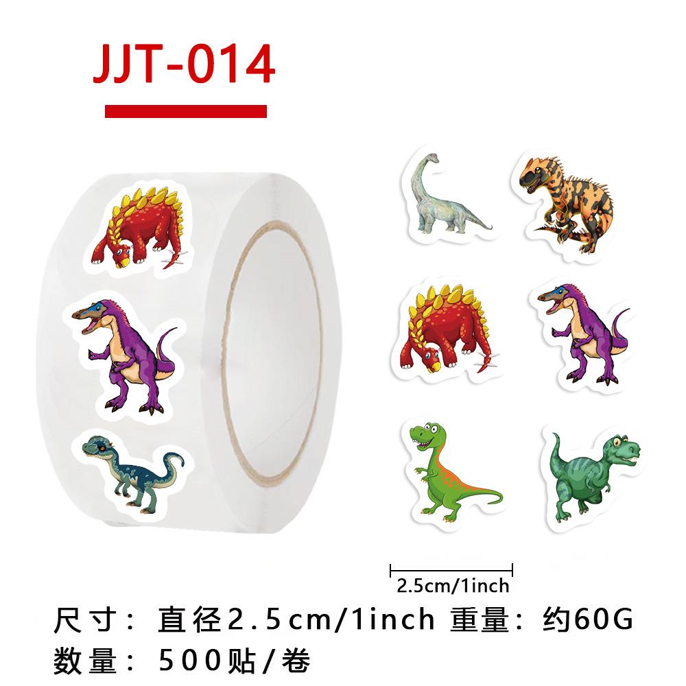500 Pictures/roll Roll Sticker Tape Cartoon Dinosaur Handbook Material Decorative Envelope Seal Sticker