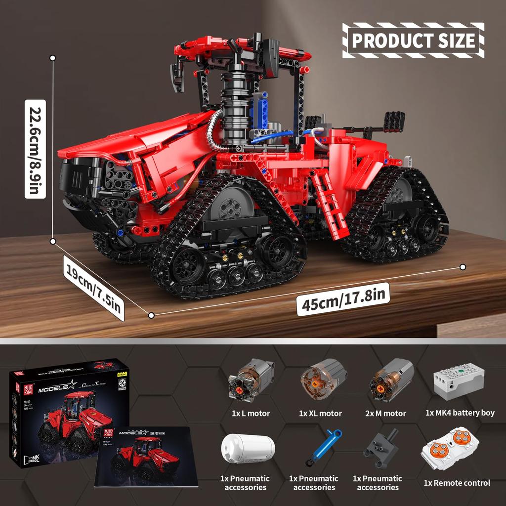 Mold King 18020 Technic Радиоуправляемый квадроцикл 600 Тягач MOC Электрический гусеничный трактор Тяжелая строительная машина (1698+ штук) Технология