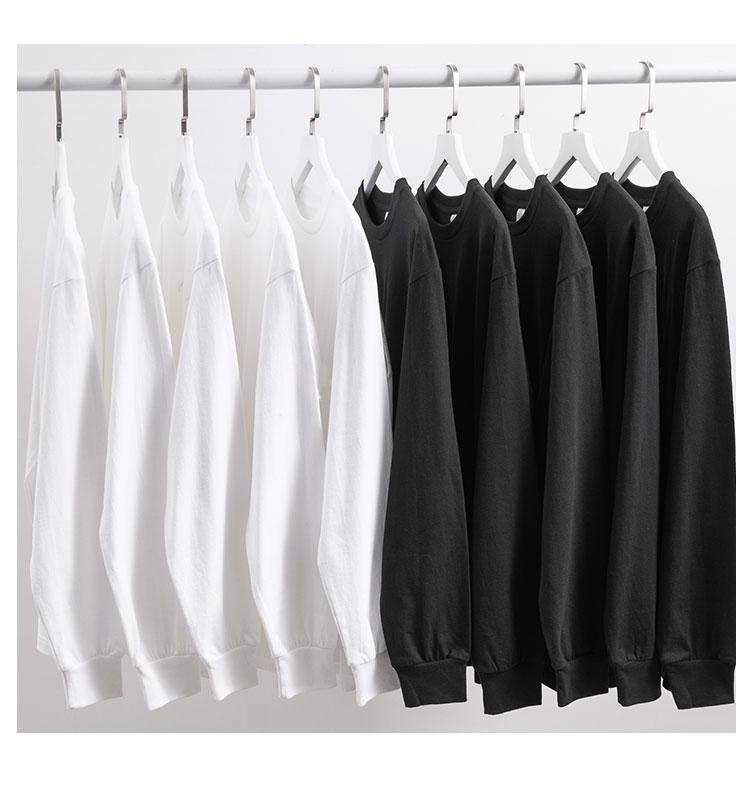 Тяжелая 320г Рубчатая Толстовка с Круглым Вырезом и Длинным Рукавом Унисекс Базовый Слой