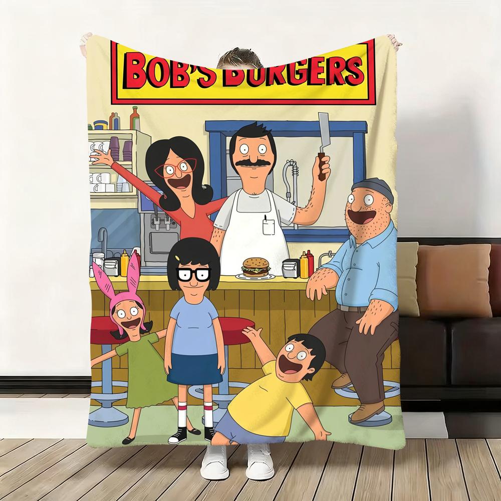 Cartoon B-Bobs B-Burgers Anime Throw Flannel Fluffy Soft Blanket Warm Skin-Friendly Throw For Sofa Bed Office Nap Winter