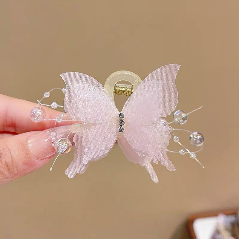 Fairy Butterfly Tassel Claw Clip – Transparent White Mori Style Hair Accessory