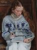 CLUNY Nordic Wool Jacquard Twoway Zipup Knit - Cream Blue
