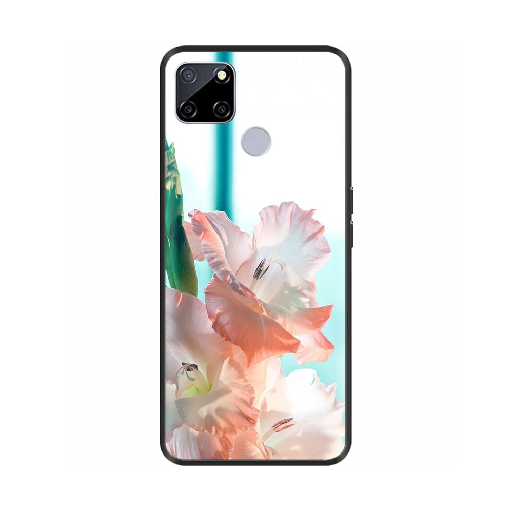 Чехол для Realme C25 C25s Мягкий Милый Чехол для OPPO Realme C25Y C21Y Силиконовый Черный ТПУ Чехол для Телефона Для OPPO Realme C21 Цветочный Чехол