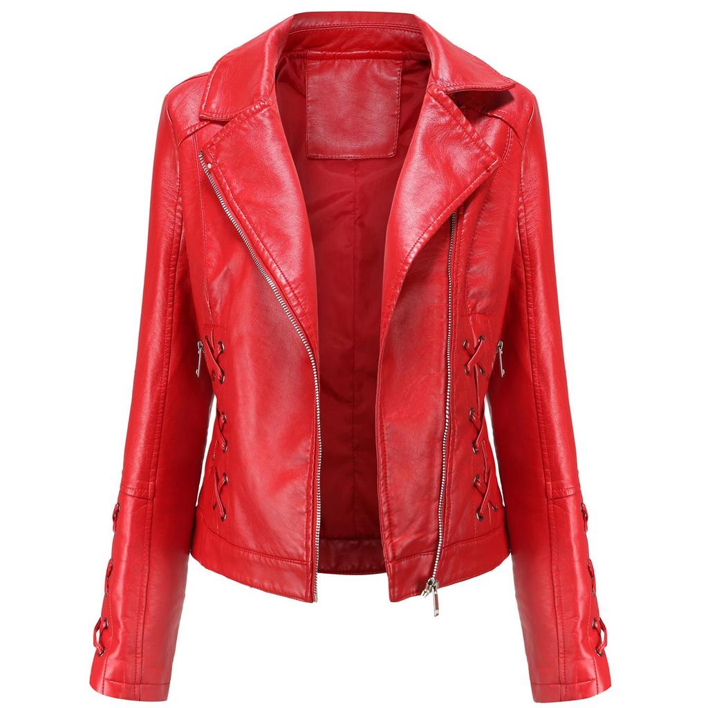Женская асимметричная укороченная куртка из искусственной кожи на молнии из искусственной кожи, байкерское короткое пальто, тонкая верхняя одежда, винтажная укороченная куртка со шнуровкой, мотоциклетный бомбер, осень-весна, новинка