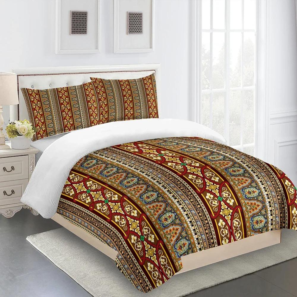 3D Делюкс Черно-Золотой Постельный Комплект в Эфиопском Стиле Три Предмета Односпальная Кровать Двуспальная Кровать Пододеяльник 2 Наволочки