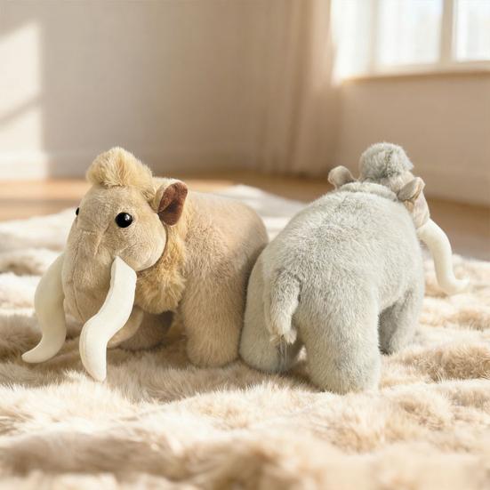 Плюшевая игрушка Шерстистый мамонт Реалистичное пушистое чучело животного с длинными бивнями Милый уродливо-милый слон