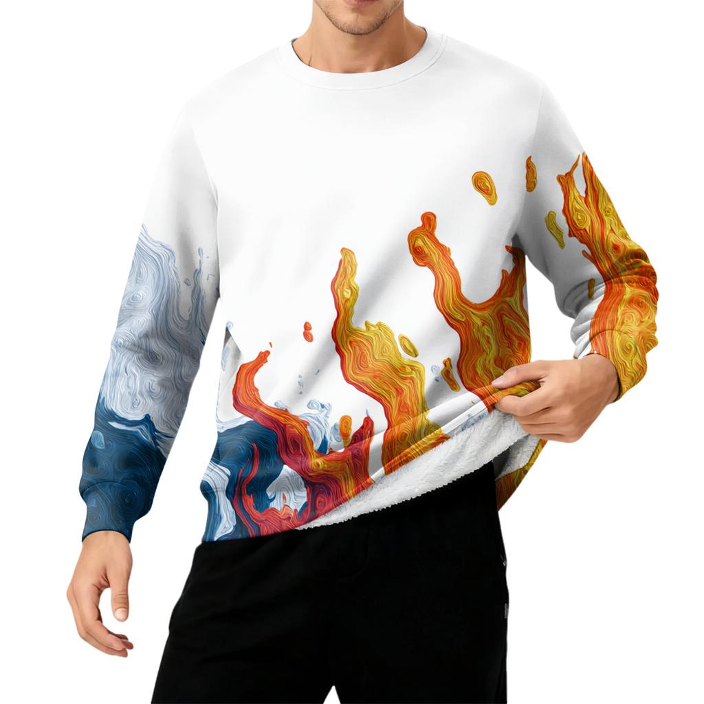 Мужская толстая теплая толстовка с флисовой подкладкой и круглым вырезом