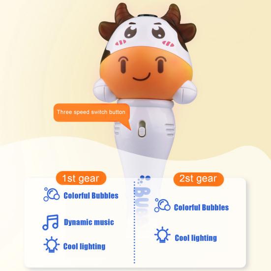 Cartoon Animal Bubble Maker Wand with Sound Light Cow Deer Shape