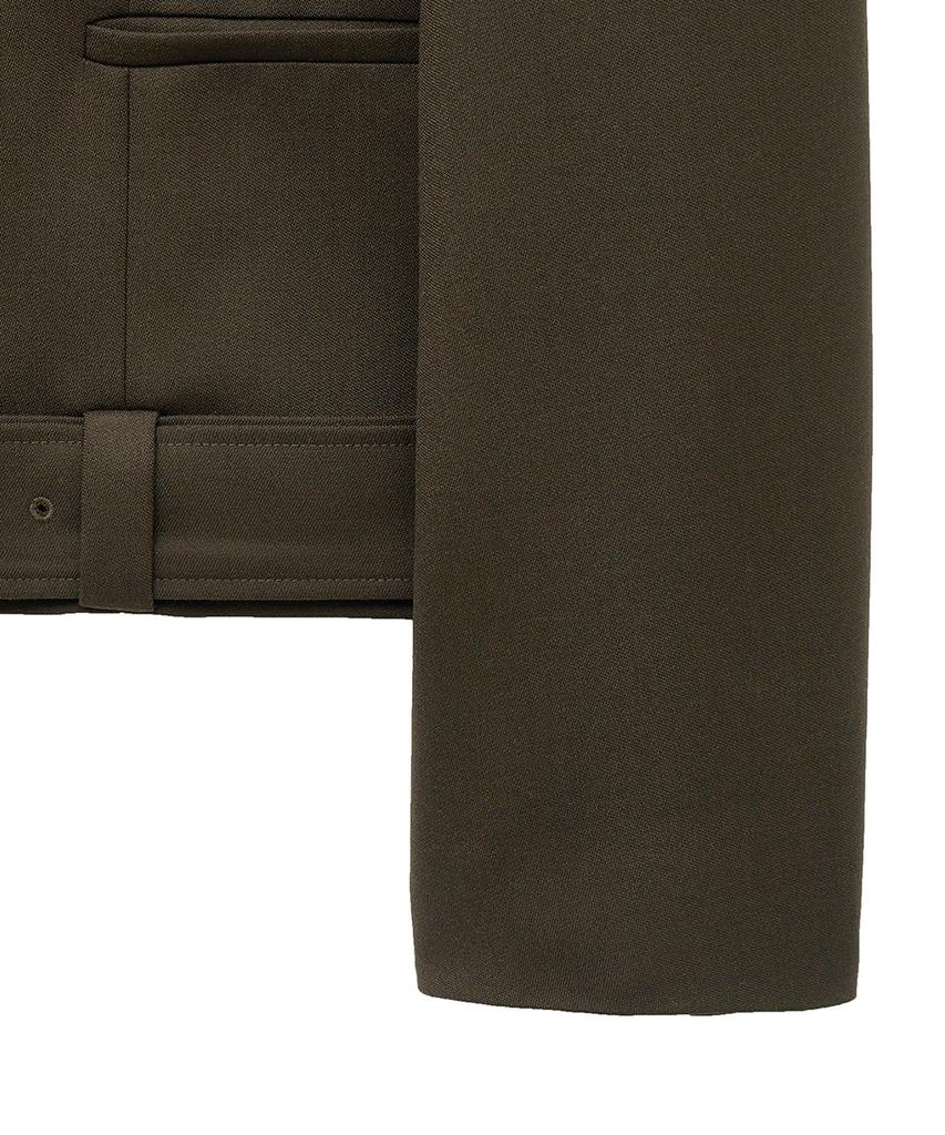 Noirer Lux Wool Belted Crop Jacket (Brown)