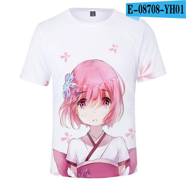 Футболка Re Zero с 3d принтом и коротким рукавом для лета, для мужчин и женщин, одежда с героями мультфильмов, рубашка с японским аниме Rem and Ram, футболки