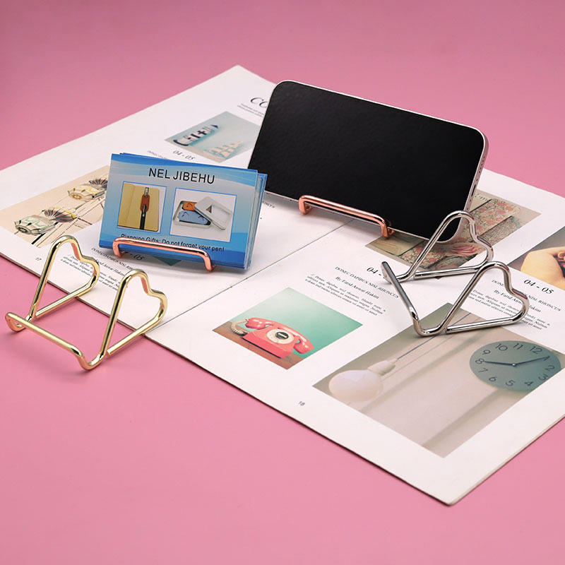 Металлическая подставка для телефона с уникальной формой, держатель для визиток, двойная функция, настольный органайзер, декоративный аксессуар для офисного или домашнего стола