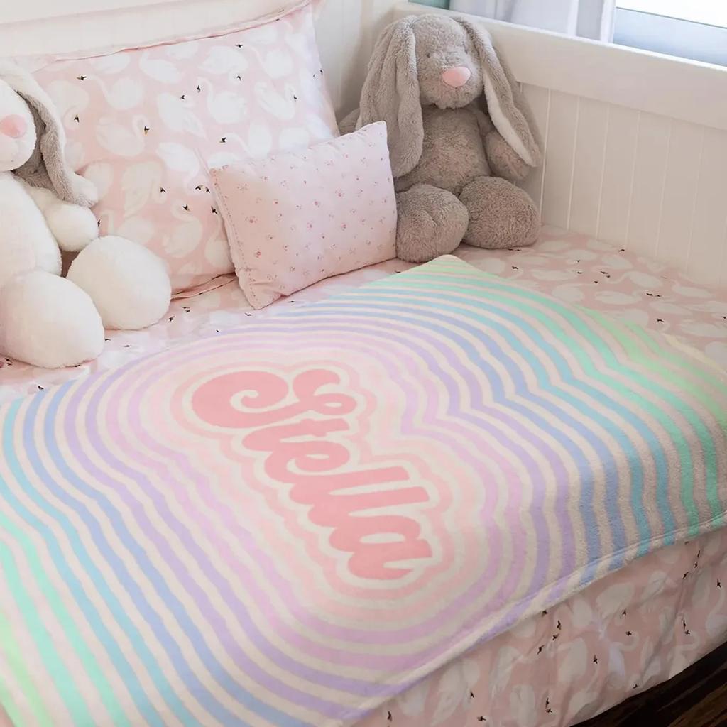Rainbow Personalized Blanket Name Blanket Customized Blanket With Name Flannel Blankets And Throws Color Soft Flannel Blanket