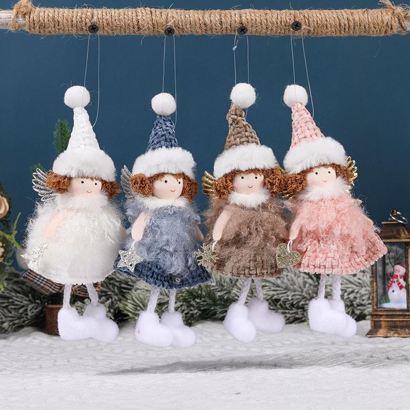 Christmas Tree Hanging Pendant Plush Angel Doll Xmas Ornaments for 2026 New Year Home Party Wedding Decoration Kids Gifts