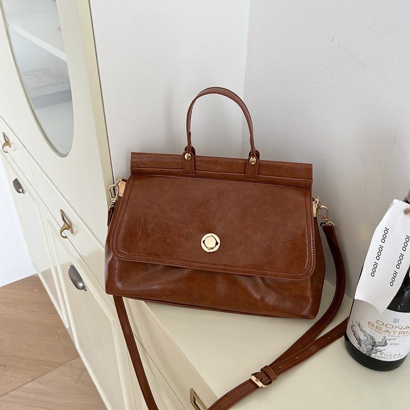 Вместительный Ретро Портфель Осенняя Новинка Текстура Универсальная Сумка Кроссбоди Почтальонская Сумка для Ежедневных Поездок Женская