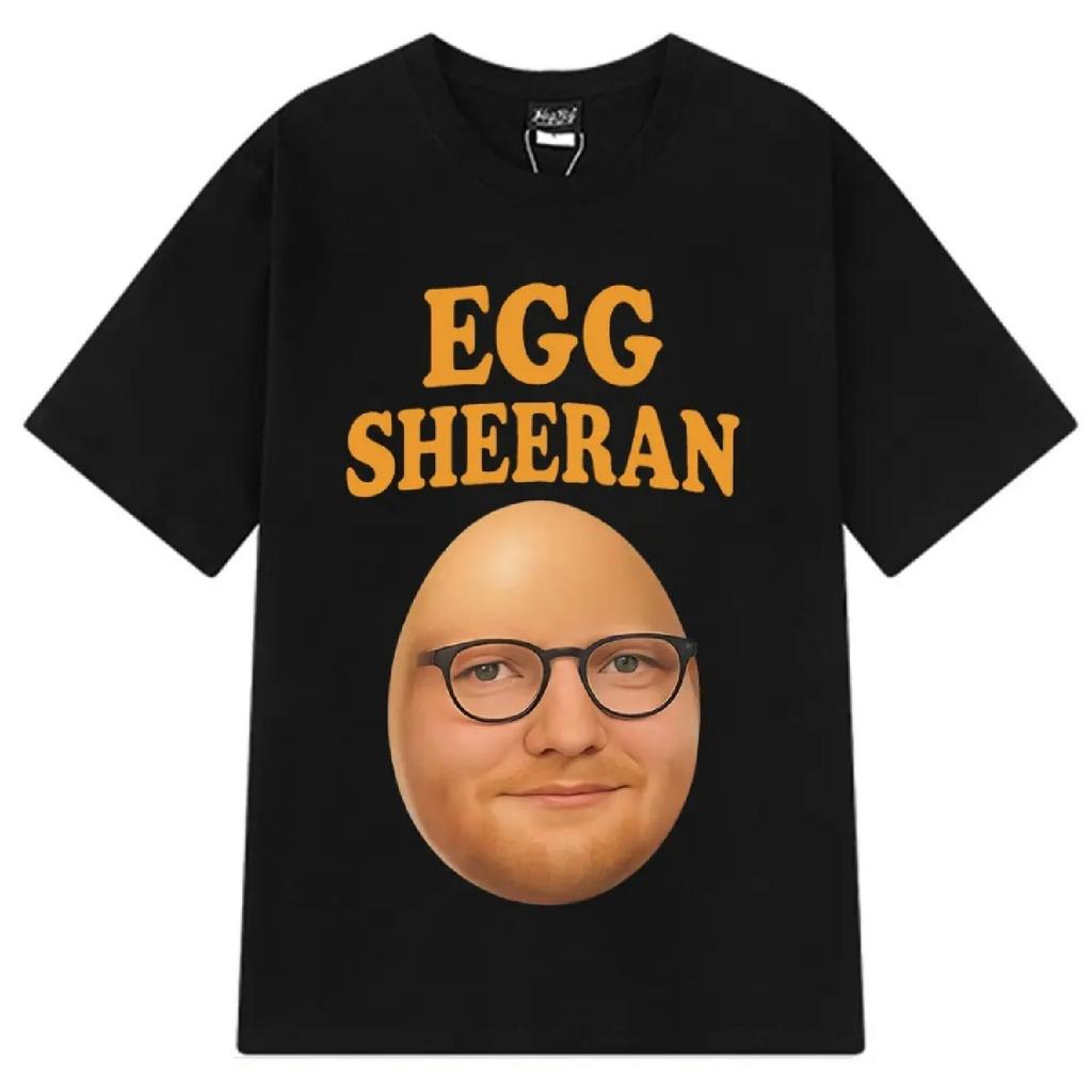 Футболка с забавным графическим мемом Egg Sheeran, летняя, с коротким рукавом, свободная, повседневная, оверсайз, мужская, женская, хлопковая, хип-хоп