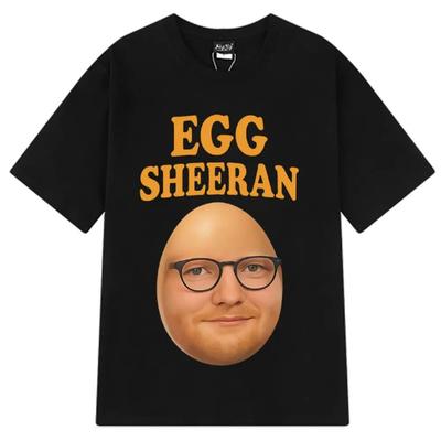 Футболка с забавным графическим мемом Egg Sheeran, летняя, с коротким рукавом, свободная, повседневная, оверсайз, мужская, женская, хлопковая, хип-хоп