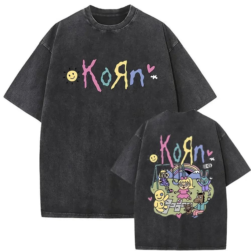 Футболка Korn Двусторонняя Темная Эмблема NuMetal Тема (Винтажный стиранный потертый готический череп крыло эстетика) Футболки