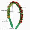 Festive Christmas Headband with Red & Green Beads, Golden Accents & Bell Charms - Hand-Wrapped Polyester Party Accessor