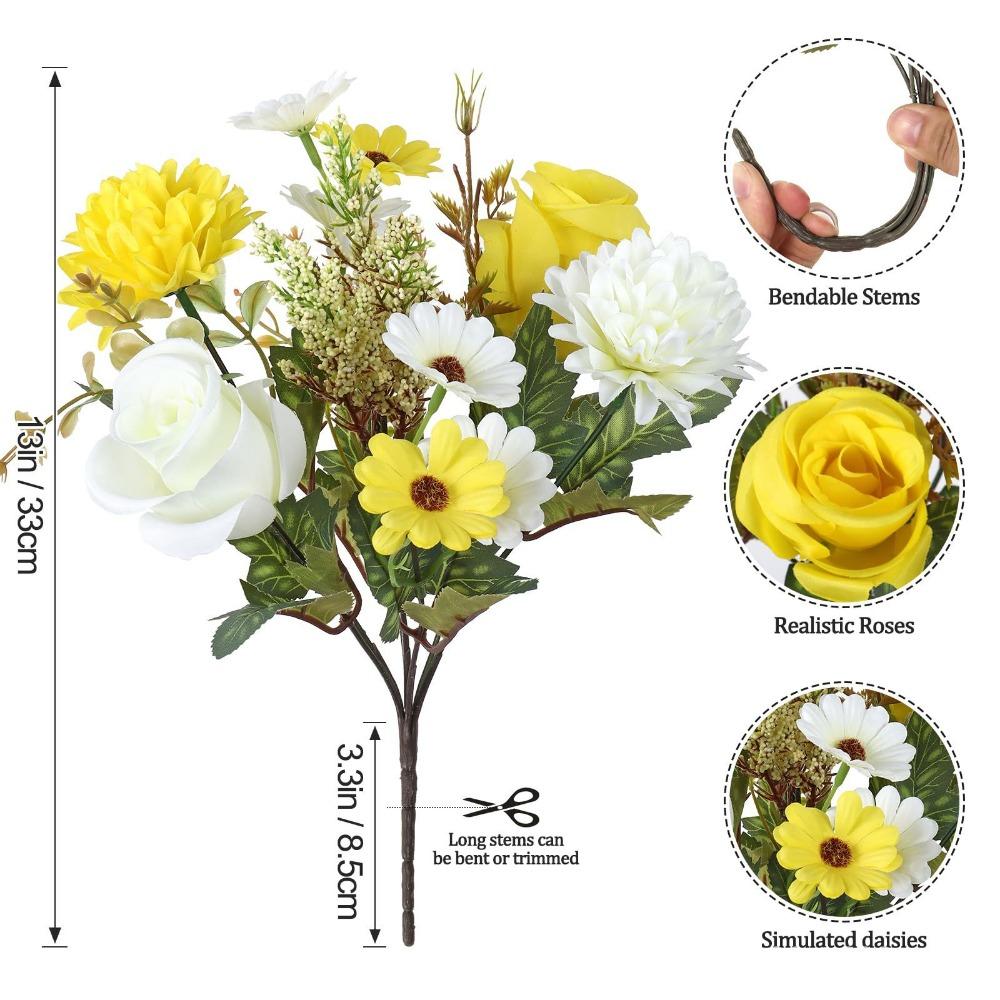 Rose Daisy Simulation Flower Silk Petals Decorative Flower Bouquet Faux Flower Wedding Ornament