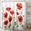 1 шт. Маковое поле Морская масляная живопись Принт растения Занавеска для душа Водонепроницаемая полиэстеровая ткань с крючками Настенный декор для ванны, ванной комнаты