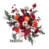 Red Floral Wedding Stage Backdrop with Artificial Flower Rows