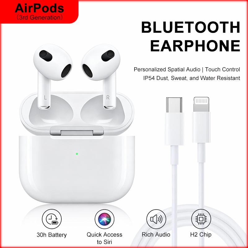 Apple AirPods 3 True Wireless Наушники Чип H1 Автоматическое Сопряжение Сенсорное Управление Пространственное Аудио Беспроводная Гарнитура Для iOS Android Смартфонов