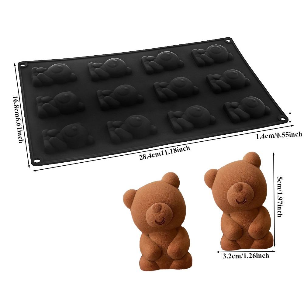 6/8/12 Cells Baking Cake Molds Little Bear Shape Food-Grade Silicone Chocolate Mold Reusable Heat-Resistant Pudding Mould