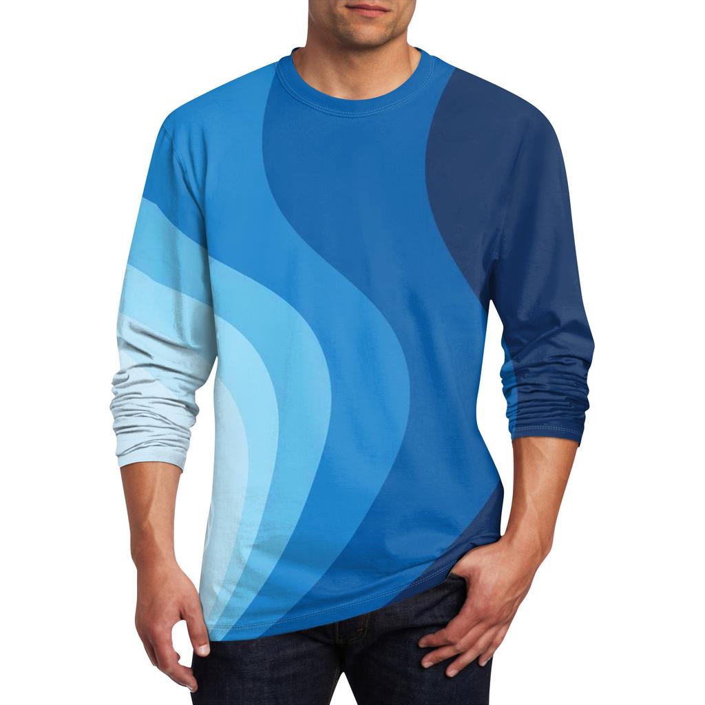 Муж. Футболка Круглый вырез Одежда Одежда На открытом воздухе Длинный рукав С принтом Модельер Винтаж