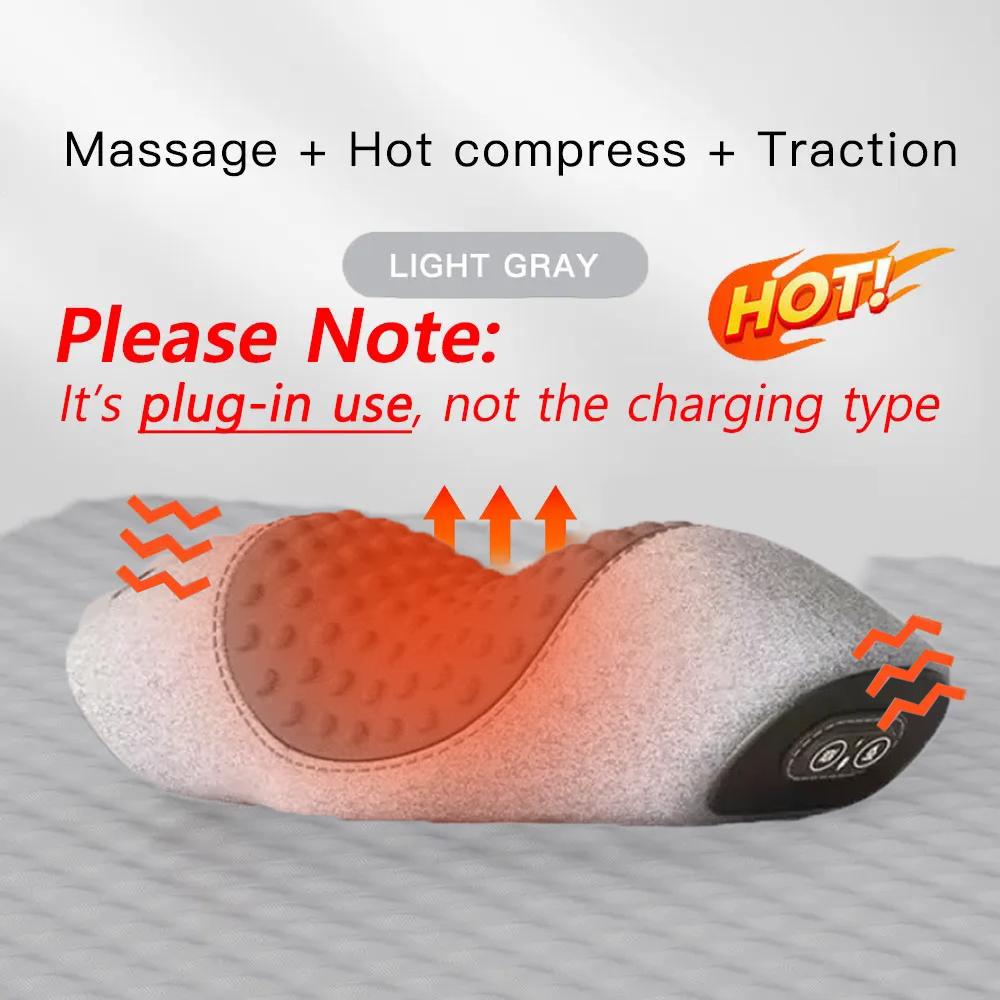 Electric Neck Massage Pillow Heating and Vibration Neck Massager Back Cervical Traction Relax Sleeping Memory Foam Spine Support