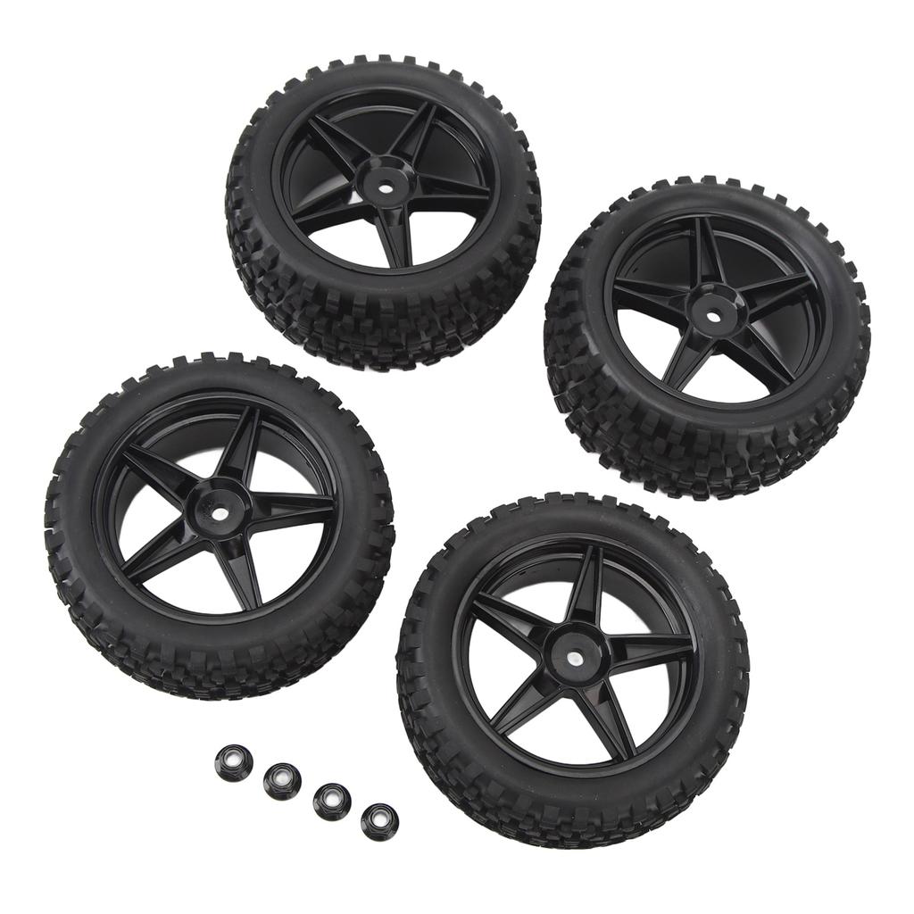 4PCS 85mm 33mm Front RC Truck Wheels 85mm 42mm Rear Off Road Tires with 5 Star Rims for Axial 1/10 R