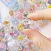 4 Sheets Cartoon Animal Ghost Rabbit Aesthetic Decals 3D Relief Jelly Stickers Diy Phone Case Diary Stationery Sticker Decor