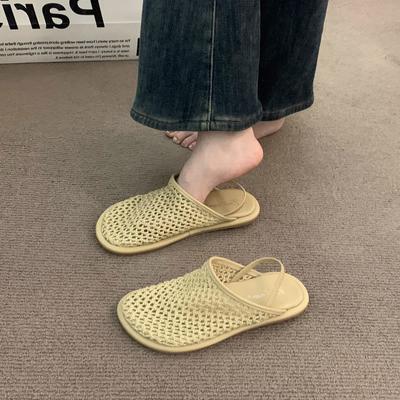 Вечерний ветер ниша плетеная сетка коричневая сумка голова сандалии фея обувь 2025 новая летняя плоская Birkenstocks