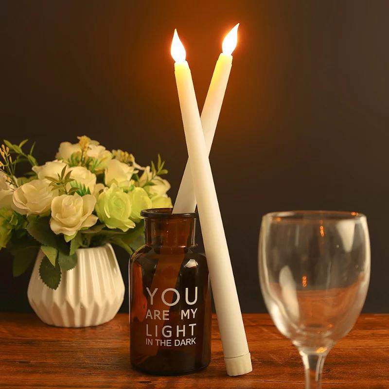 4/1 шт. длинная рождественская светодиодная свеча беспламенная остроконечная свеча на батарейках церковная мерцающая свеча украшение для дома