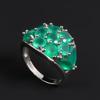 925 Sterling Silver Green Agate Women Ring Natural Gemstones Big Ring for Wife Mom Nice Gift