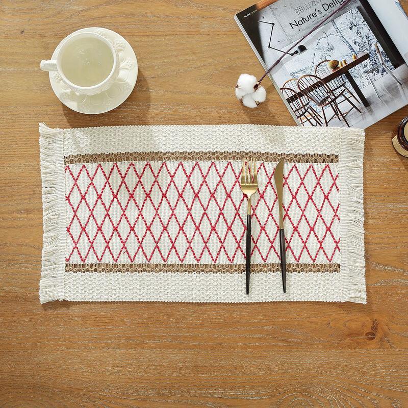 Cotton Linen Woven Tassel Placemat