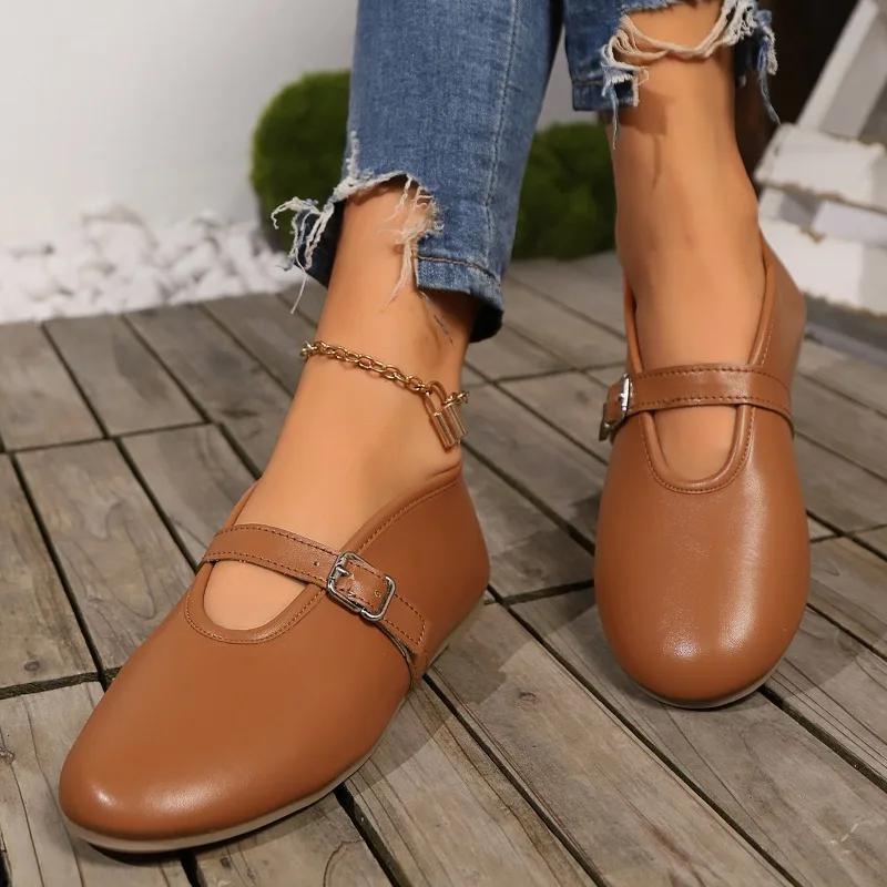 2024 Горячая Распродажа Женская Обувь Круглый Носок Низкий Каблук Повседневная Спортивная Обувь Мелкий Носок Мягкая Осенняя Новая Платье Удобная Zapatos