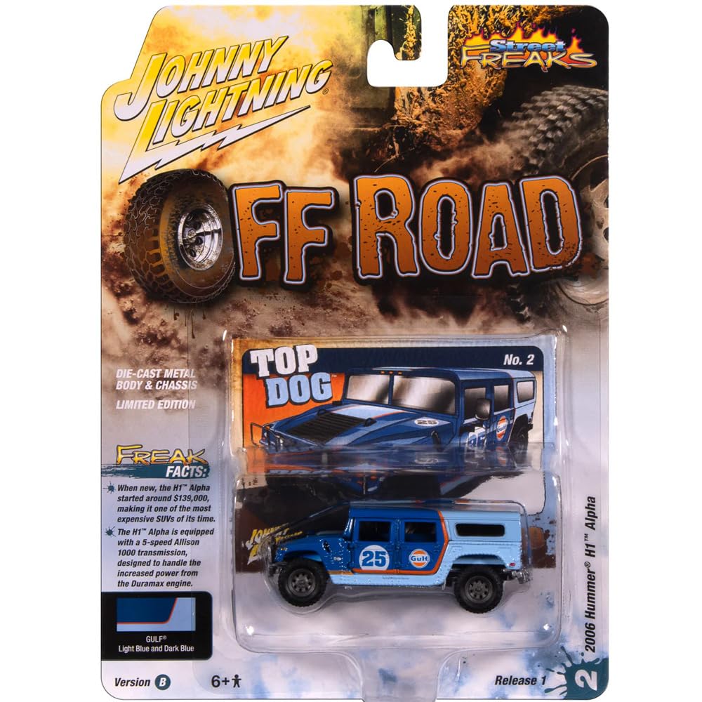 JOHNNY LIGHTNING 1/64 STREET FREAKS 2006 Hummer H1 - Gulf (Темно-синий/Светло-синий) JLSP415B