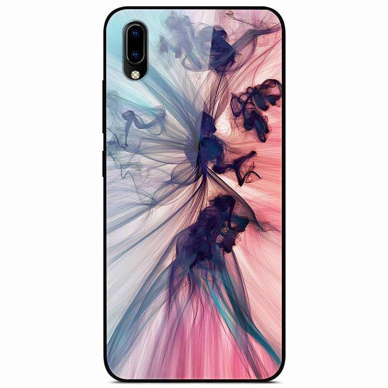 Case Tempered Glass Hard Clear Phone Case For Vivo Y91C Protector Shockproof Marble Fundas Coque