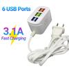Зарядное устройство для телефона USB-удлинитель Многофункциональный удлинитель для быстрой зарядки 6 портов USB Мини-удлинитель HUB-разветвитель