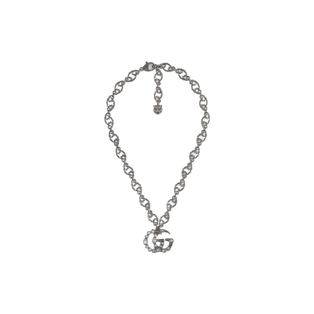 Gucci Double G Series Crystal Vintage Pendant Fashion Jewelry Metal Necklace Women necklace 526913-J1D50-8162