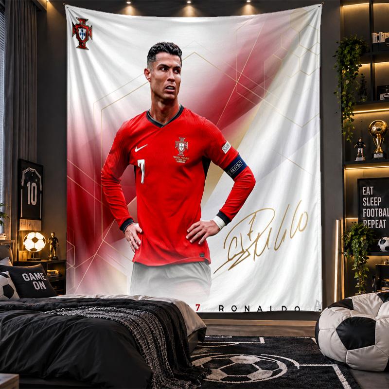 Wall Hanging Tapestry Cristiano Ronaldo Print Cloth for Living Room Bedroom Home Decor