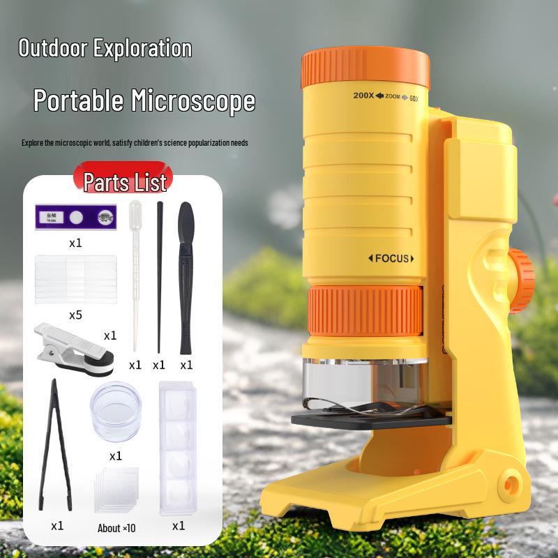 Портативный детский микроскоп, научный набор: Развивающая игрушка для учеников начальной школы, идеальный подарок для мальчиков и девочек