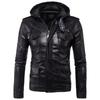 Autumn and Winter New Men's Hooded Leather Jacket Biker Jacket Men's PU Leather Workwear Jacket