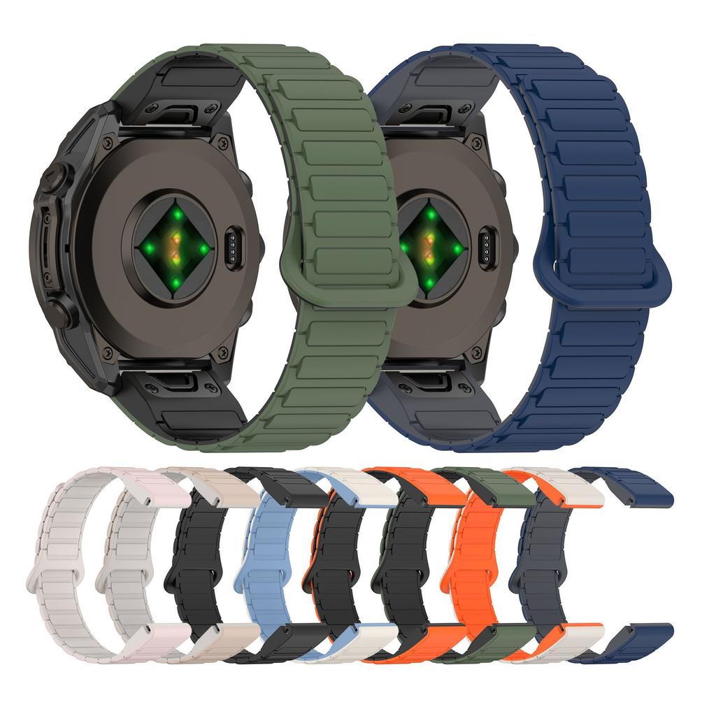 20mm 22mm 26mm Quick Fit Magnetic Quick Release Silicone Watch Band for Garmin Fenix 7 8 Pro Forerunner 970 Sports Wrist Strap