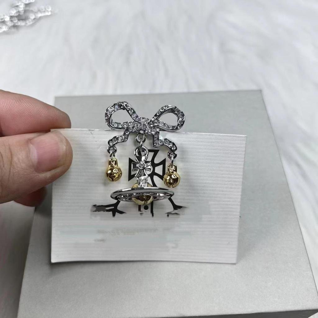 Брошь и ожерелье «Серебряный рождественский колокольчик вдовствующей императрицы Цыси с бантом Сатурна» — элегантные украшения высокого класса для женщин