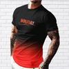 New Summer Men's Fashion T-shirt Personalized Gradient Letters Printed Men's T-shirt Top